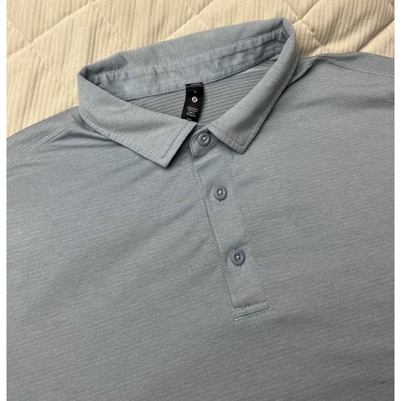Lululemon Men's Polo Shirt Large Gray Textured Short Sleeve Athletic Top - Picture 1 of 7